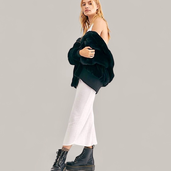 FREE PEOPLE Turn Up Hooded Faux Mink Fur Oversized Teddy Bomber Jacket Black - Picture 6 of 16